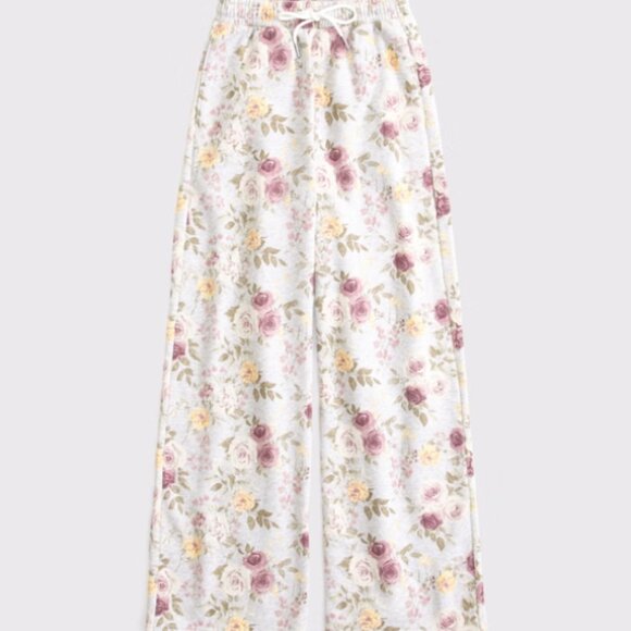 ABERCROMBIE & FITCH Women's High Rise Sunday Wide Leg Floral Sweatpants NWT - Picture 6 of 7